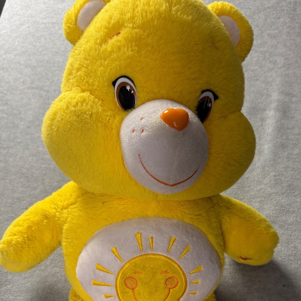 Care Bears Funshine Bear Plush Yellow Sun Belly Badge 16 Inch Stuffed Toy 2015